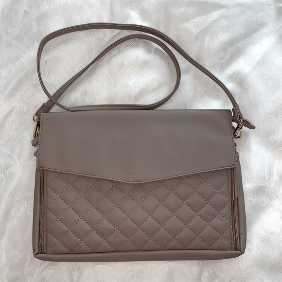 Crossbody purse with both baby changing pad & place for baby wipes, in Taupe/tan - Picture 1 of 16